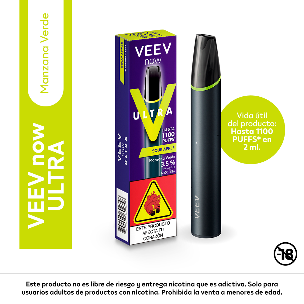 Vape Veev Now Ultra Sour Apple 2 ml 1100 Puffs