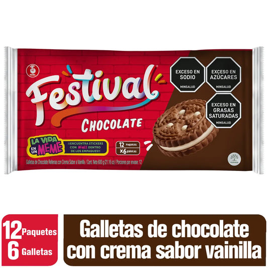 Galletas Festival Chocolate 12 Und x 6