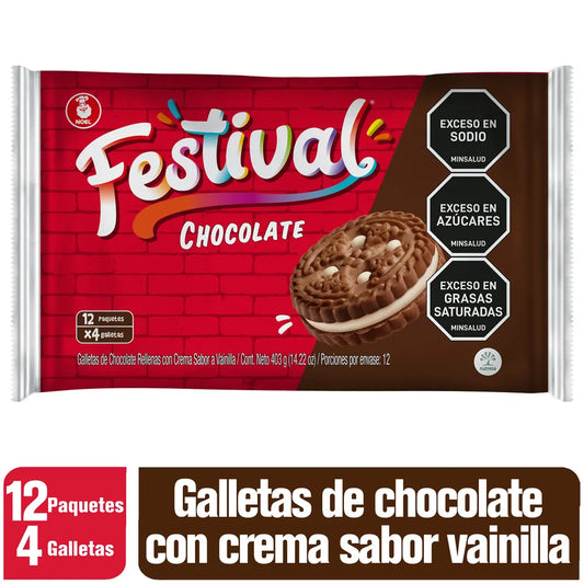 Galletas Festival Chocolate 12 Und x 4